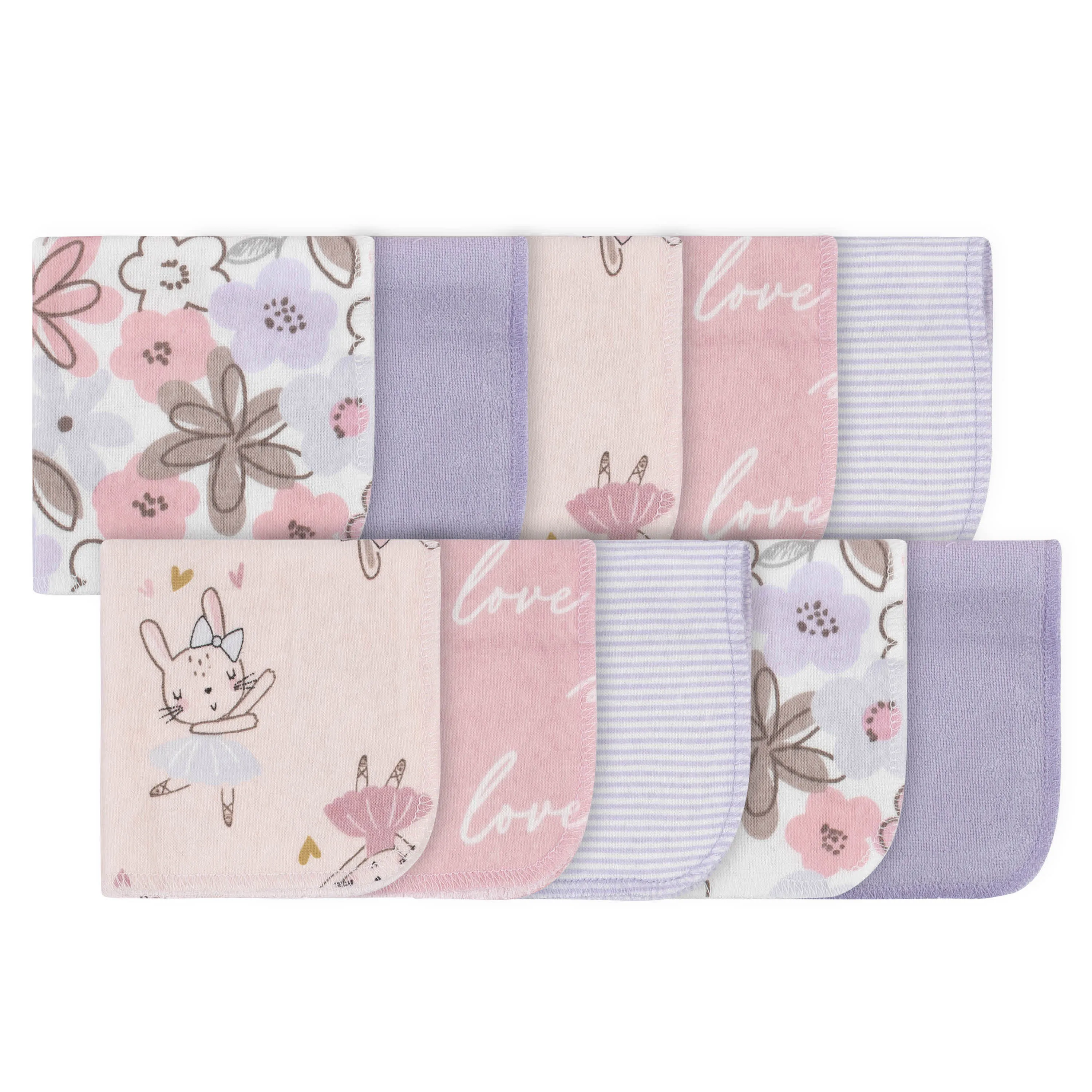 12-Piece Girls Bunny Ballerina Hooded Towel & Washcloth Set