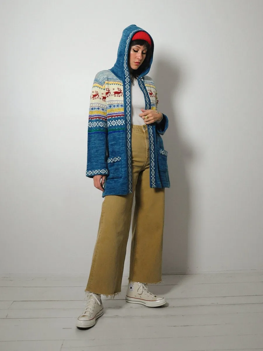 1970's Nordic Hooded Ski Sweater