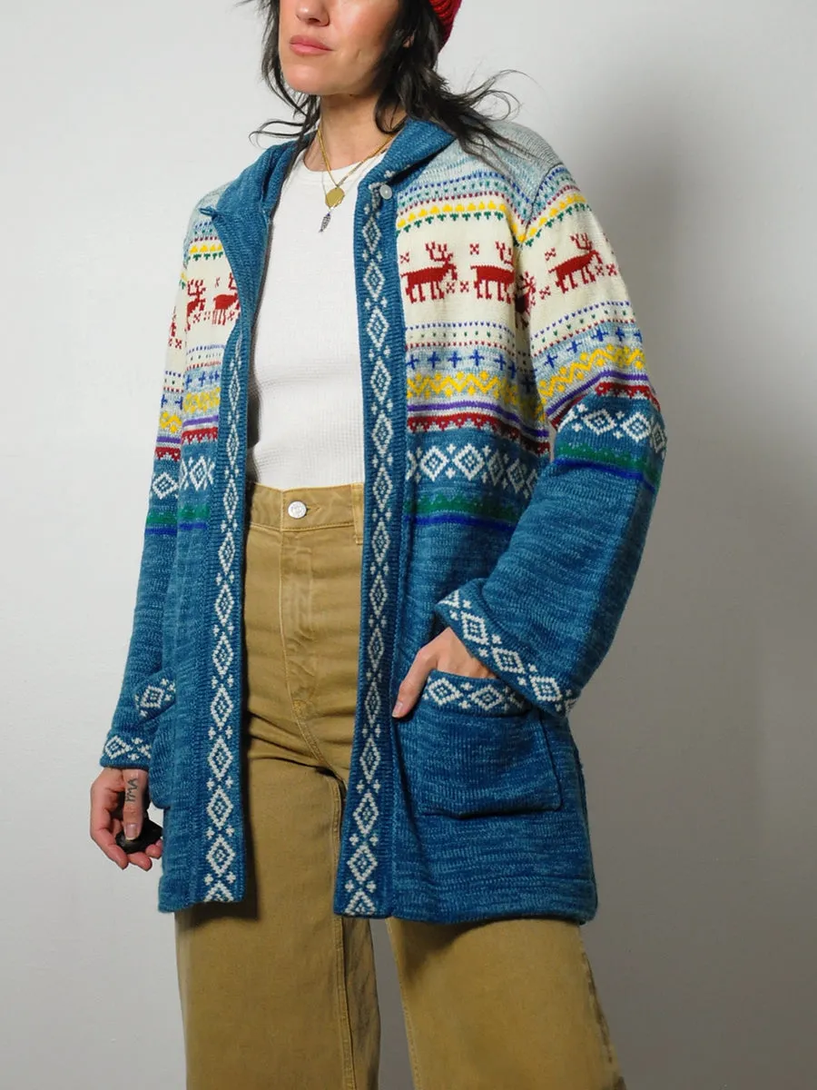 1970's Nordic Hooded Ski Sweater