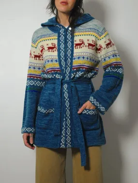 1970's Nordic Hooded Ski Sweater