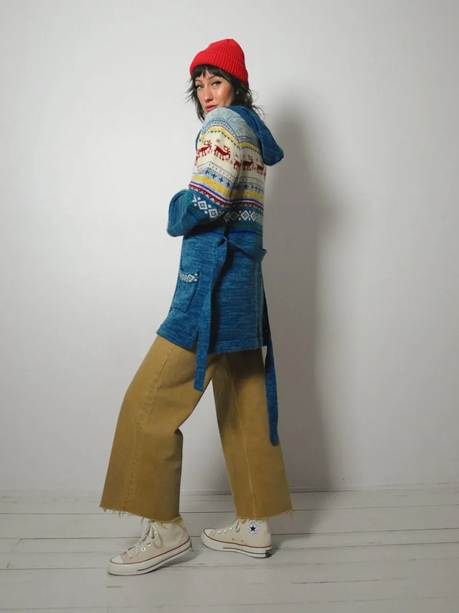 1970's Nordic Hooded Ski Sweater