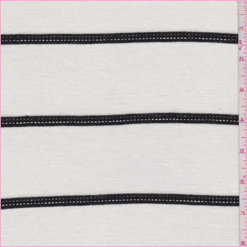 2 1/4 YD PC-White/Black Mesh Stripe Sweater Knit Fabric