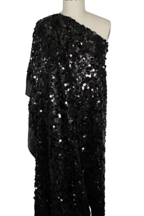 2 3/4  yards of Heavily Sequined/Paillette Satin - Black