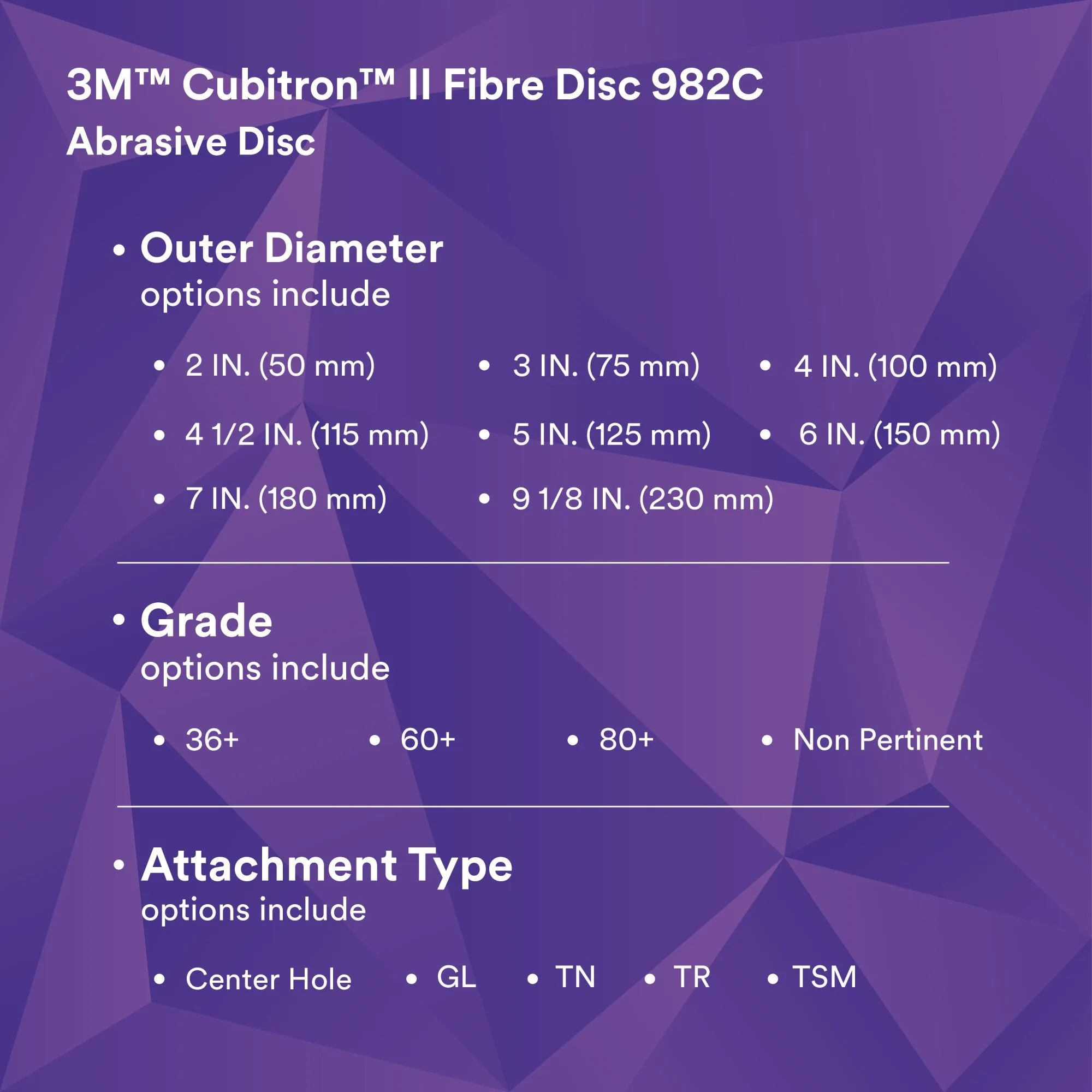 3M Cubitron II Fibre Disc 982C, 60 , 7 in x 7/8 in, Die 700BB