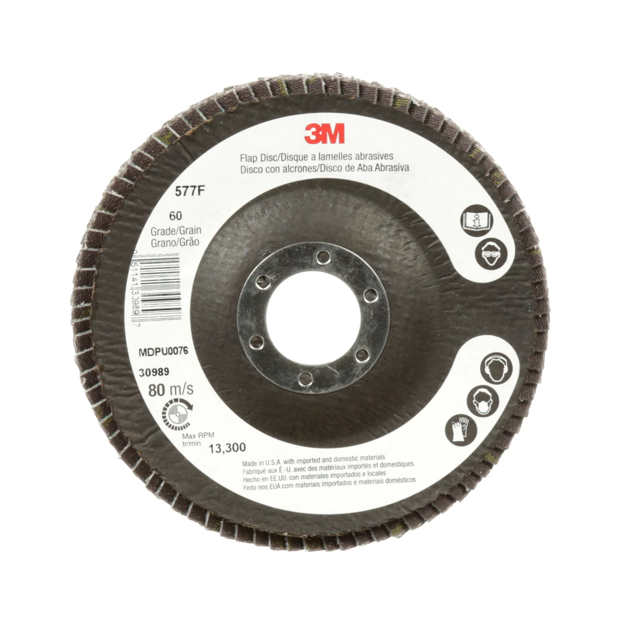 3M Flap Disc 577F, 36, T27, 4-1/2 in x 7/8 in