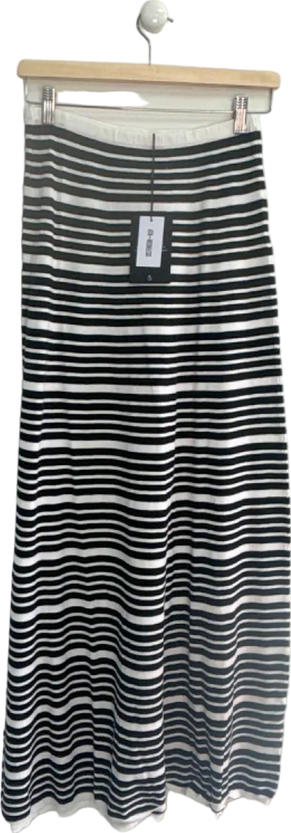 4th & Reckless Black and White Striped Midi Skirt UK 8