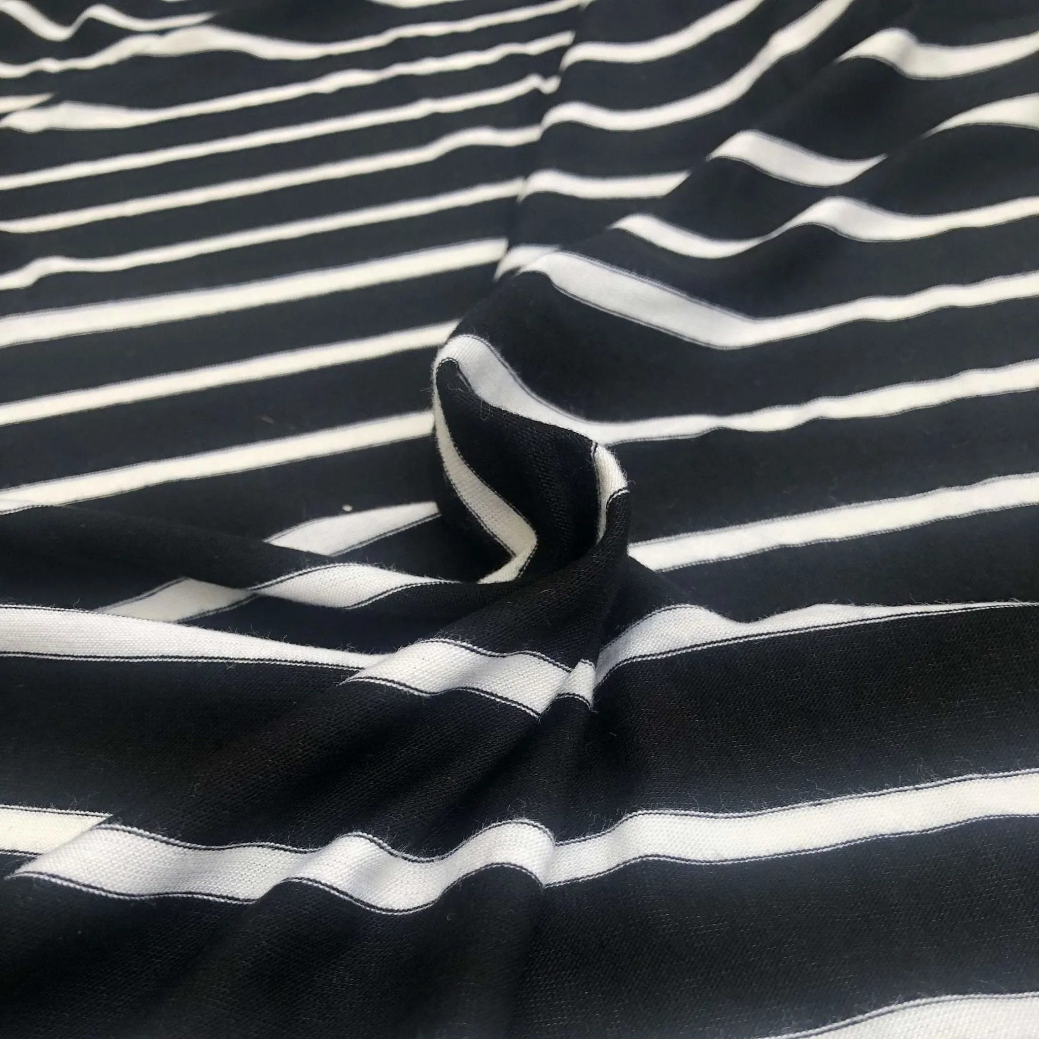 66" Black & White Striped Modal Spandex Yarn Dyed Knit Fabric By the Yard