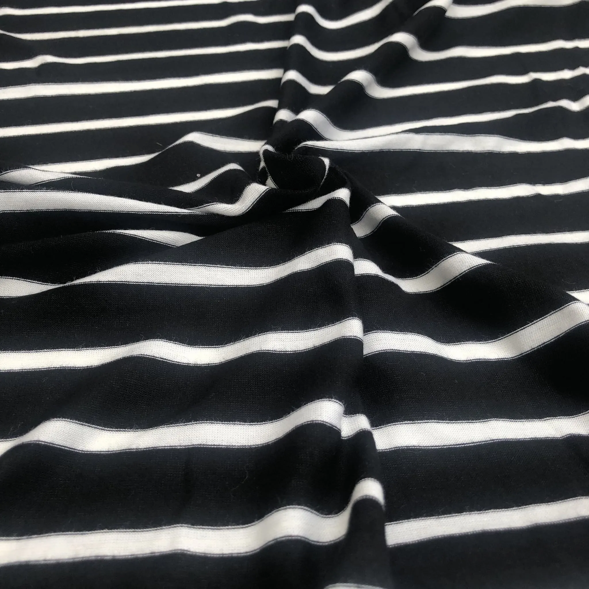 66" Black & White Striped Modal Spandex Yarn Dyed Knit Fabric By the Yard