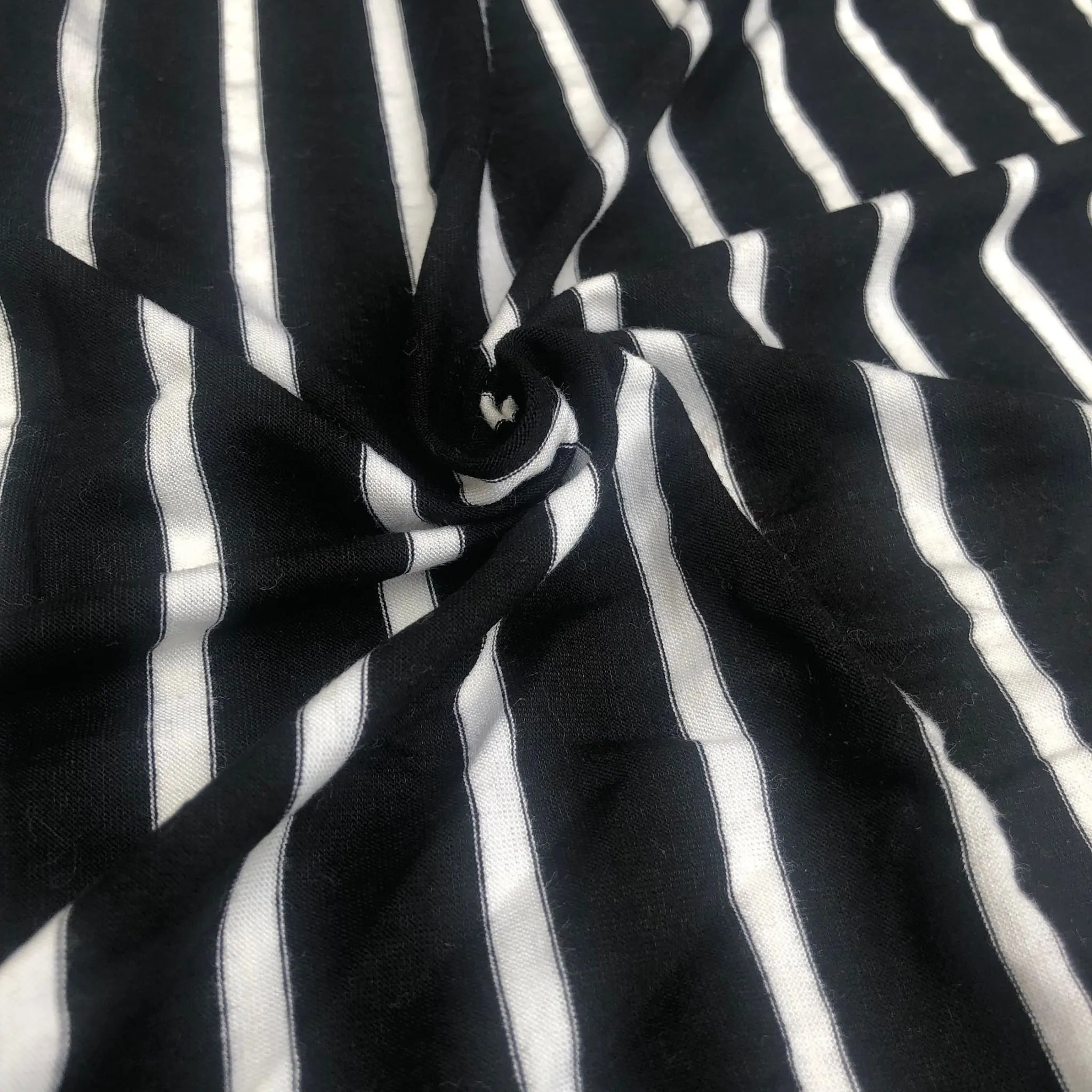 66" Black & White Striped Modal Spandex Yarn Dyed Knit Fabric By the Yard