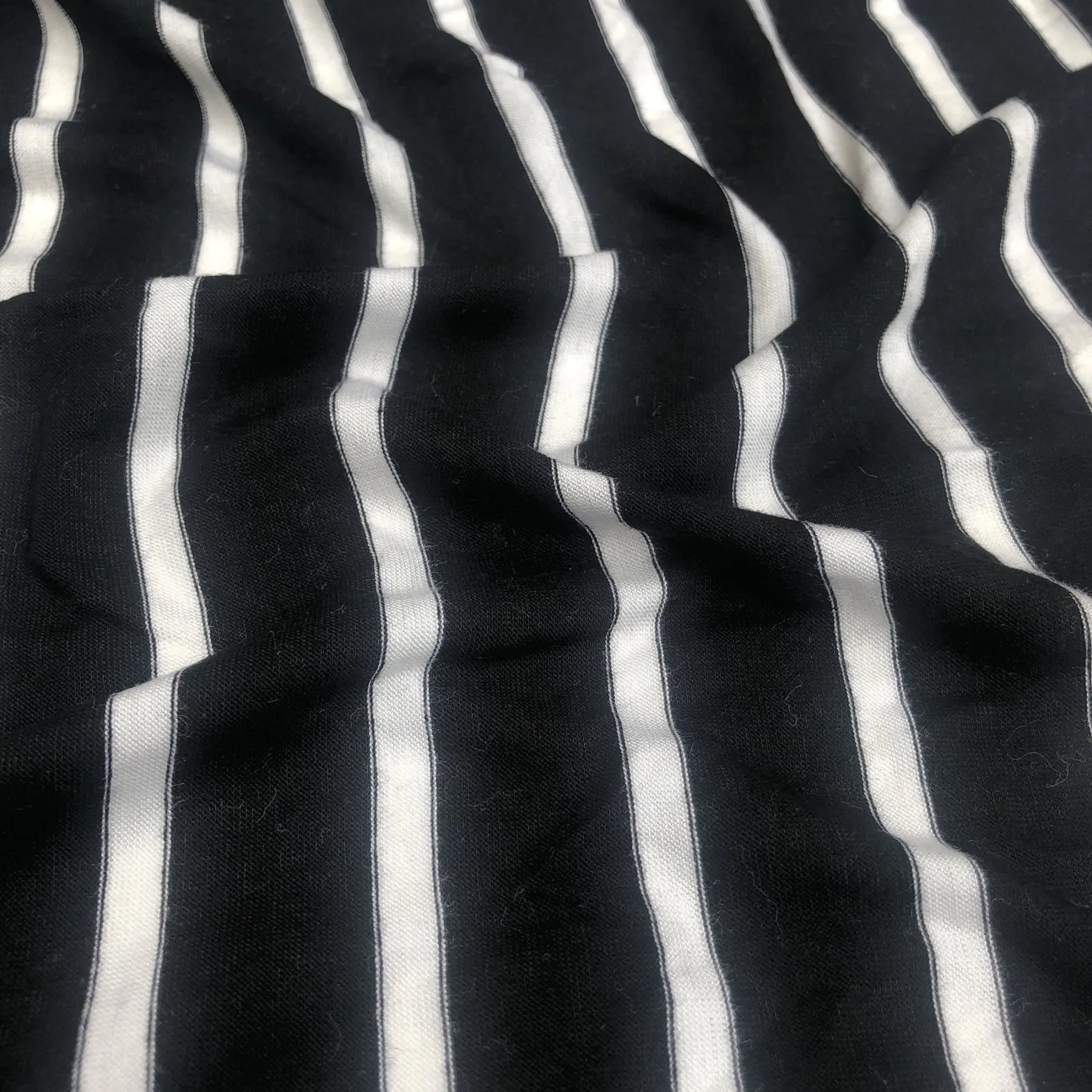 66" Black & White Striped Modal Spandex Yarn Dyed Knit Fabric By the Yard