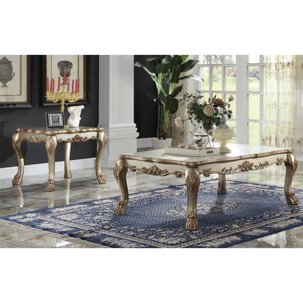 ACME Dresden Coffee Table in Gold Patina & Bone 83160