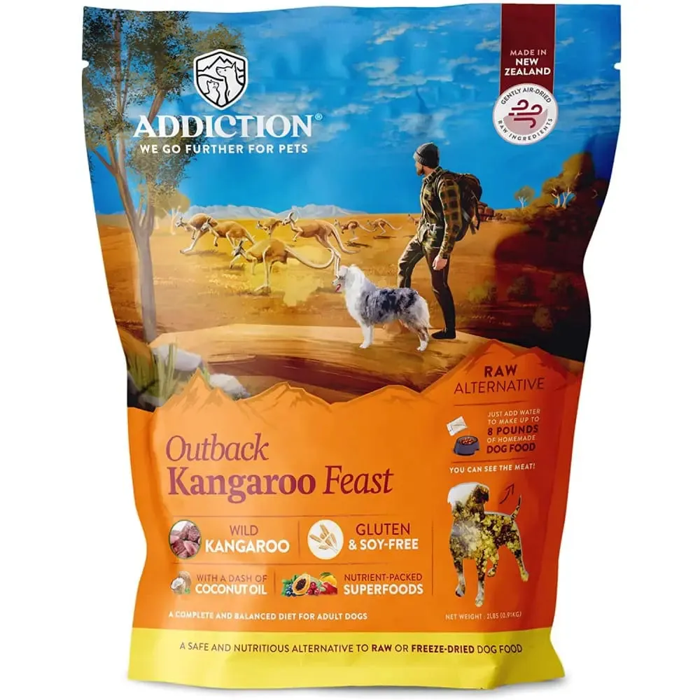 Addiction Outback Kangaroo Feast Raw Alternative Skin and Coat Health Air Dried Dog Food