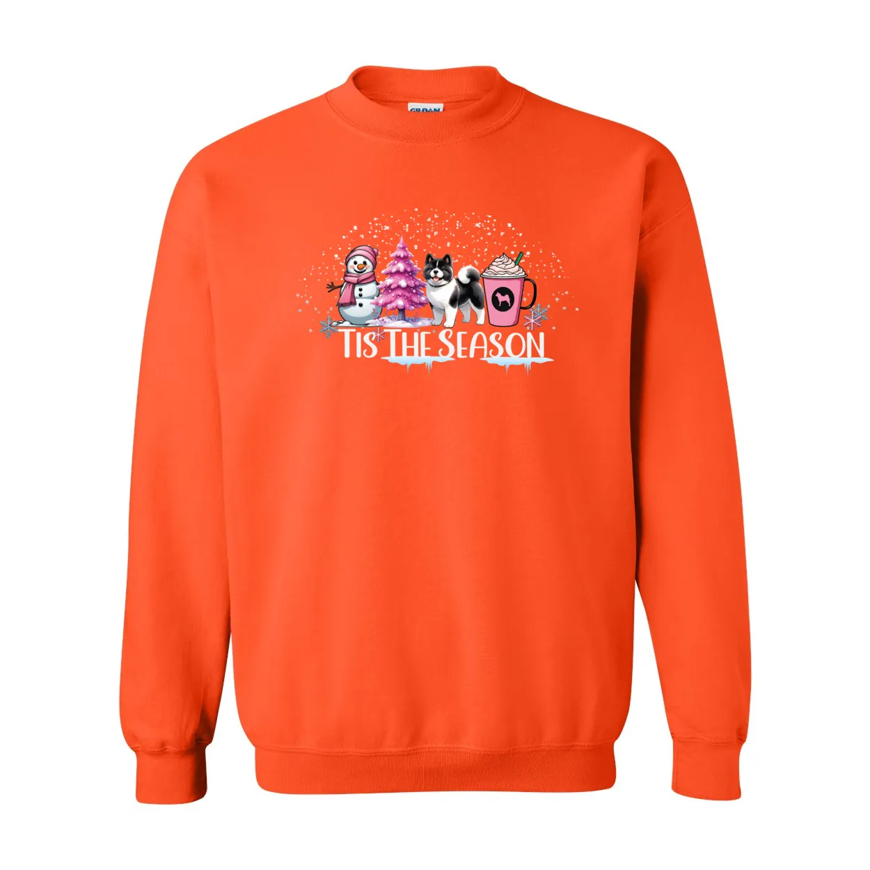 Akita Tis The Season Pink SweatShirt Heavy Blend Crewneck Sweatshirt