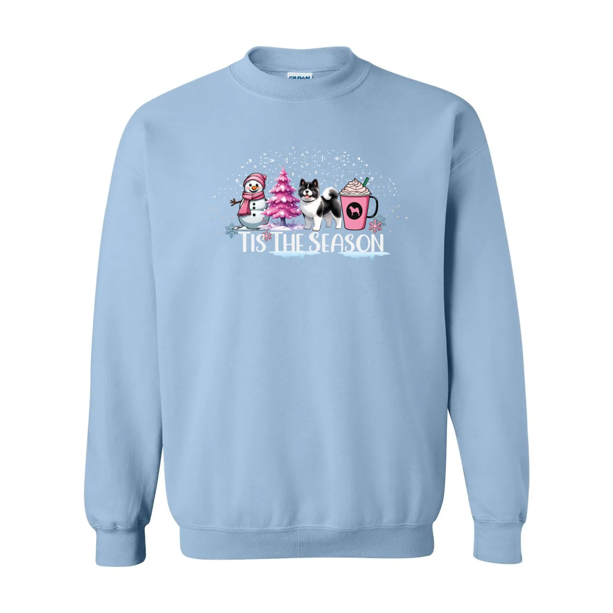 Akita Tis The Season Pink SweatShirt Heavy Blend Crewneck Sweatshirt