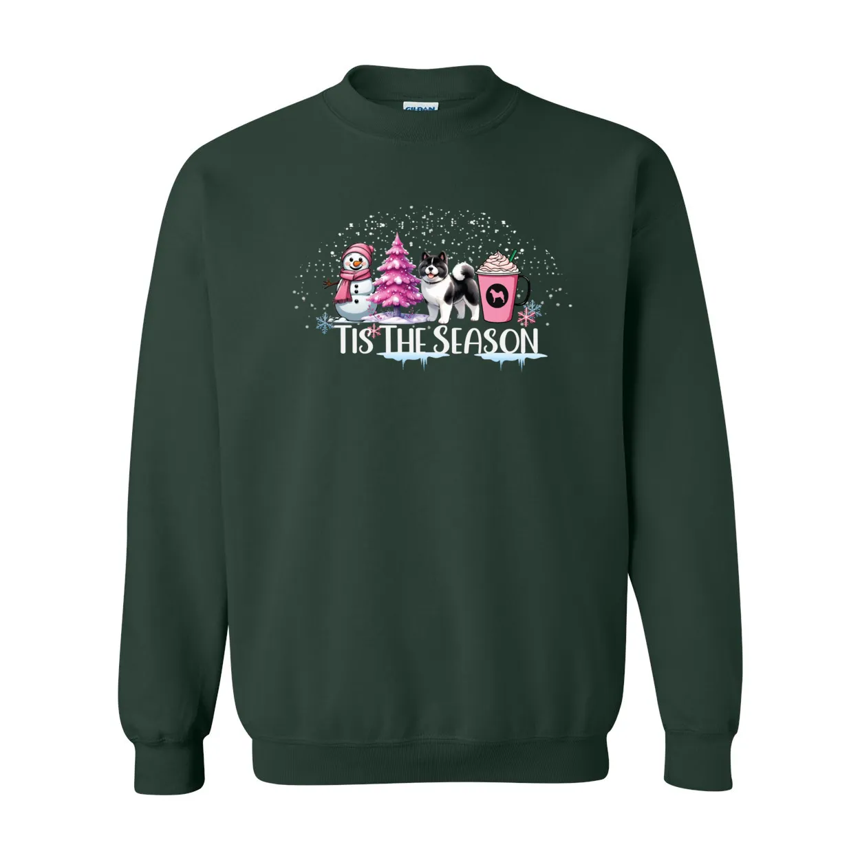 Akita Tis The Season Pink SweatShirt Heavy Blend Crewneck Sweatshirt