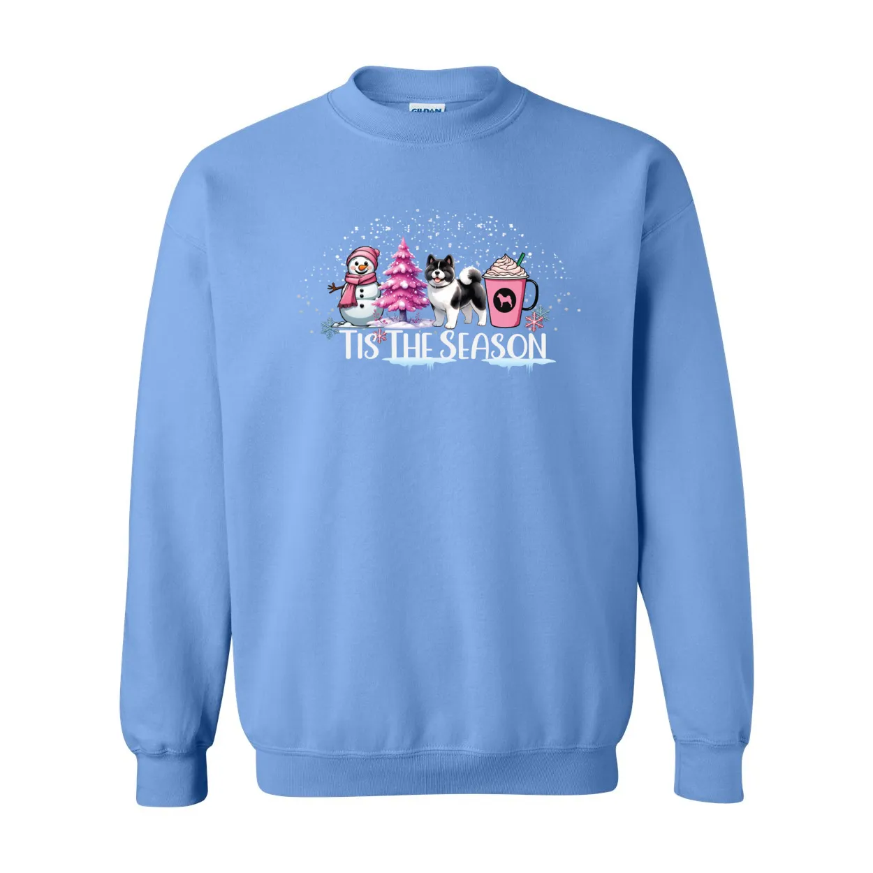 Akita Tis The Season Pink SweatShirt Heavy Blend Crewneck Sweatshirt