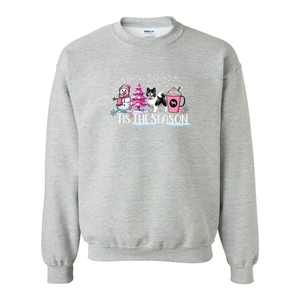 Akita Tis The Season Pink SweatShirt Heavy Blend Crewneck Sweatshirt