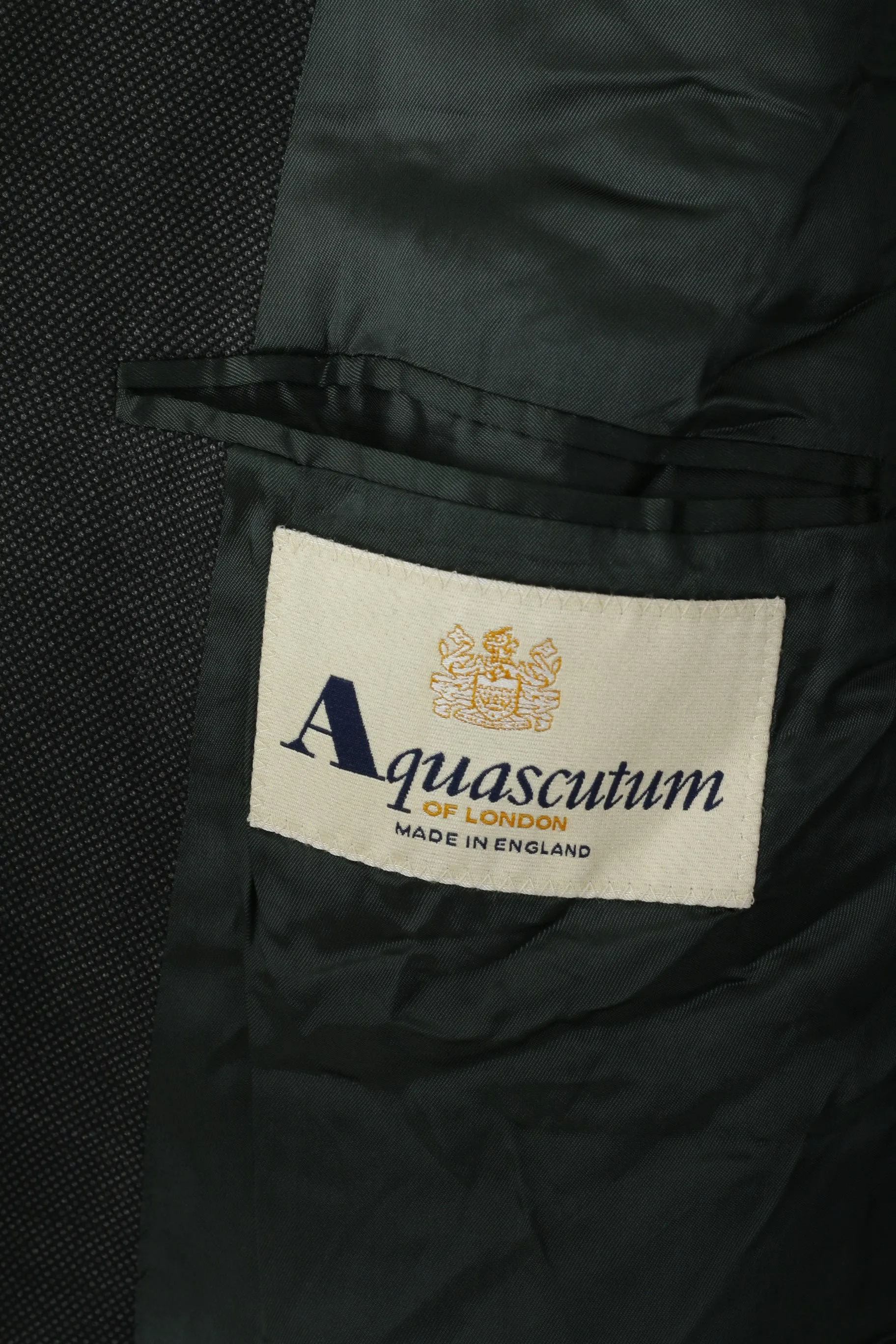 Aquascutum of London Men 44 Blazer Charcoal New Wool Double Breasted Jacket