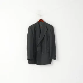 Aquascutum of London Men 44 Blazer Charcoal New Wool Double Breasted Jacket