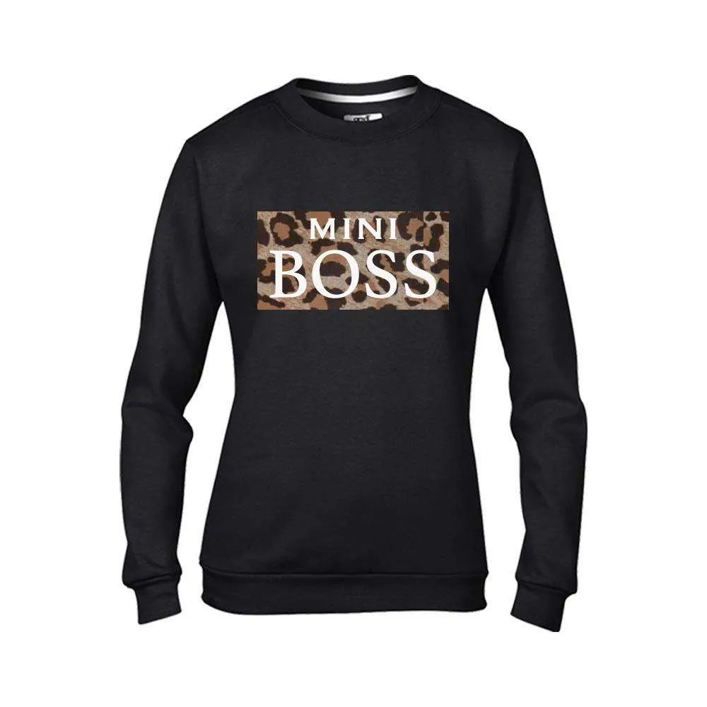 Auntie & Mini Boss Leopard Slogan Black Sweaters (MRK X)