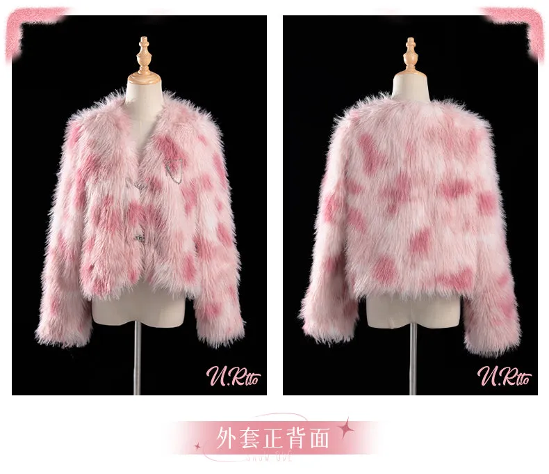 Autumn And Winter Lolita Versatile Coat Plush Imitation Fur Short JSK