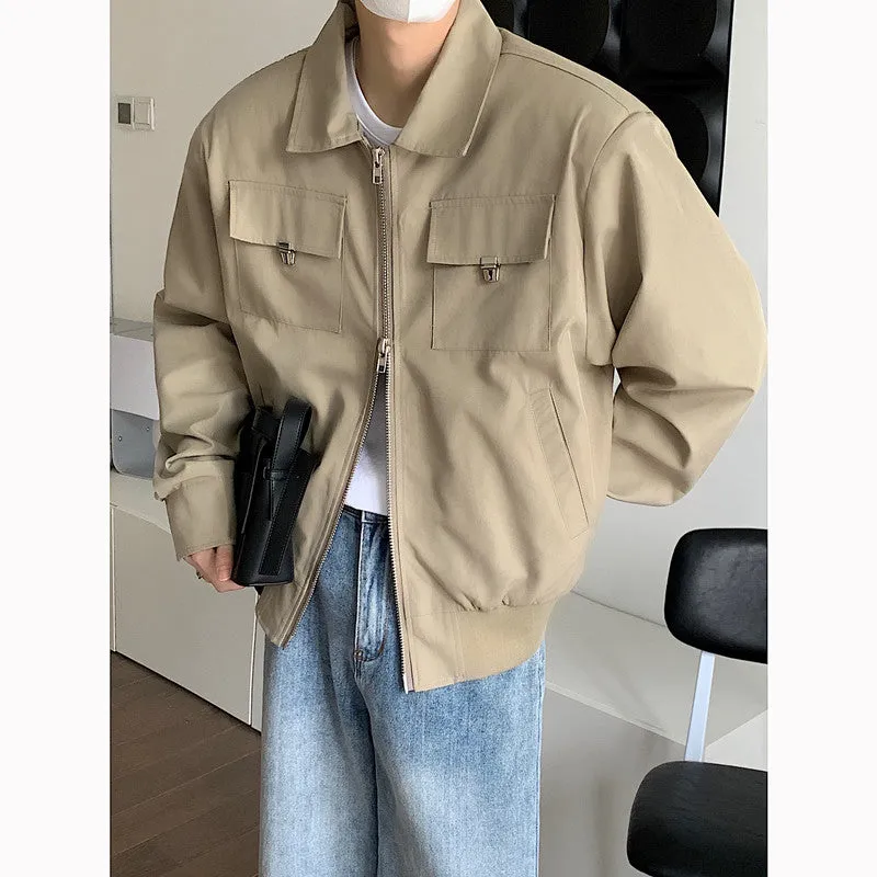 Autumn Solid Color Zip Short Jacket