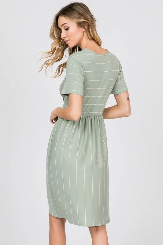 Azaleah Tie Midi Dress in Sage