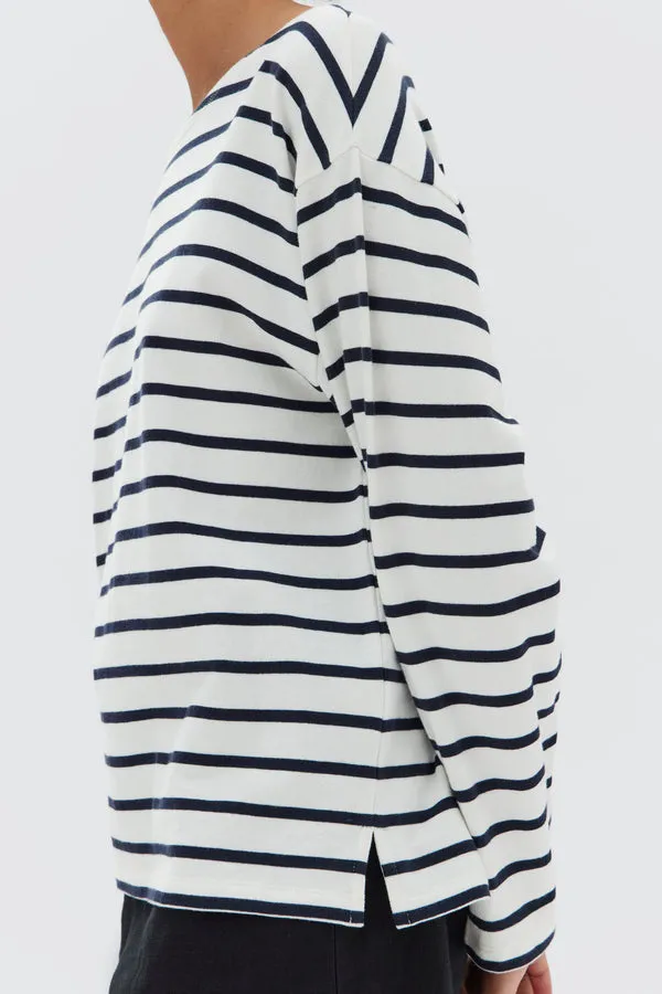 Bateau Pea White Stripe LS Tee