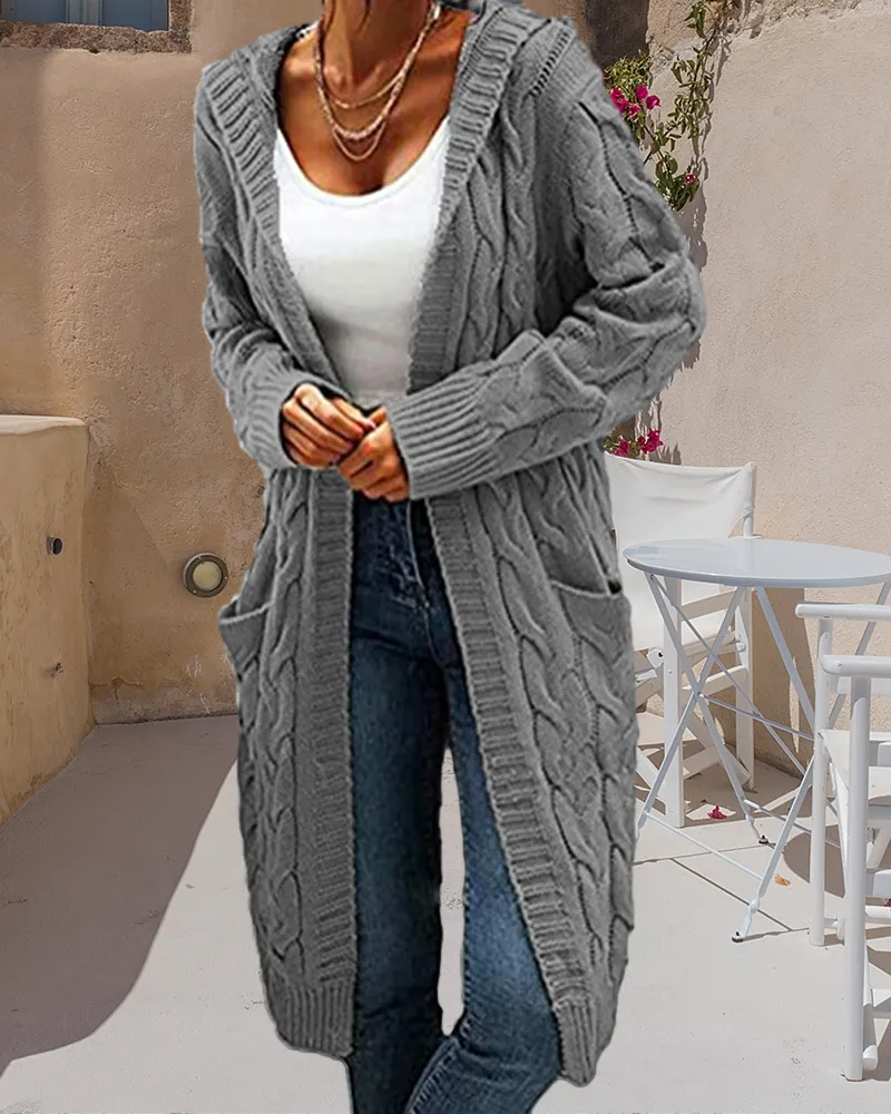 BerryBetty - Casual Long Solid Color Cardigan