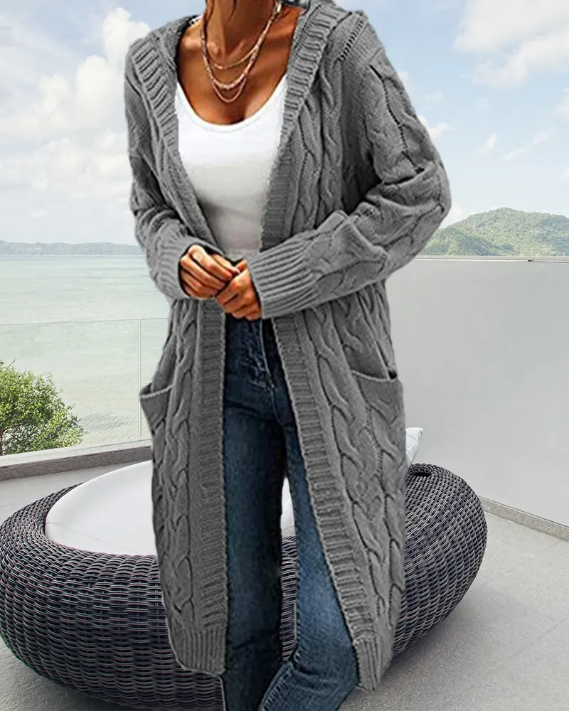 BerryBetty - Casual Long Solid Color Cardigan