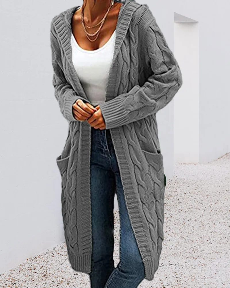 BerryBetty - Casual Long Solid Color Cardigan