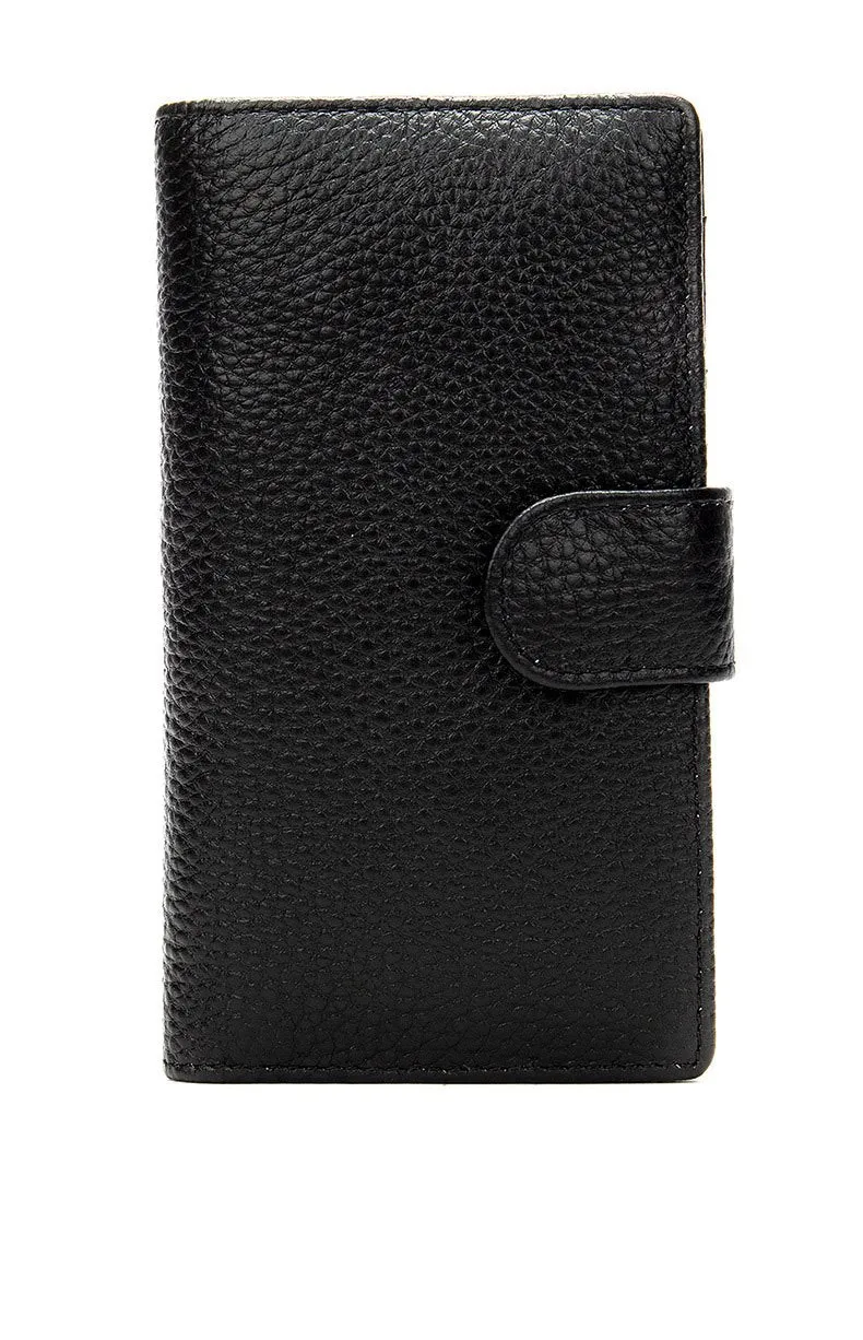 Black Leather Men's Wallet Trifold Long Wallet Multi Cards Long Wallet For Men