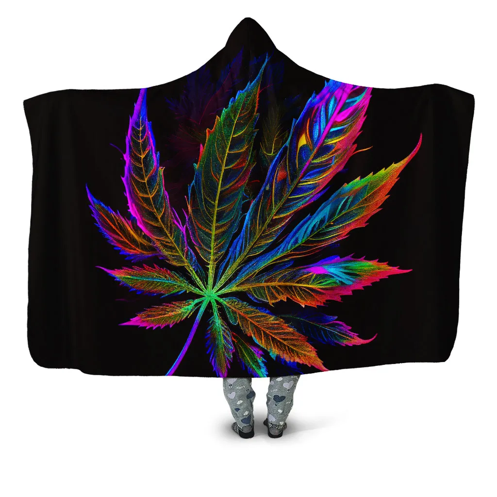 Blacklight Weed Hooded Blanket