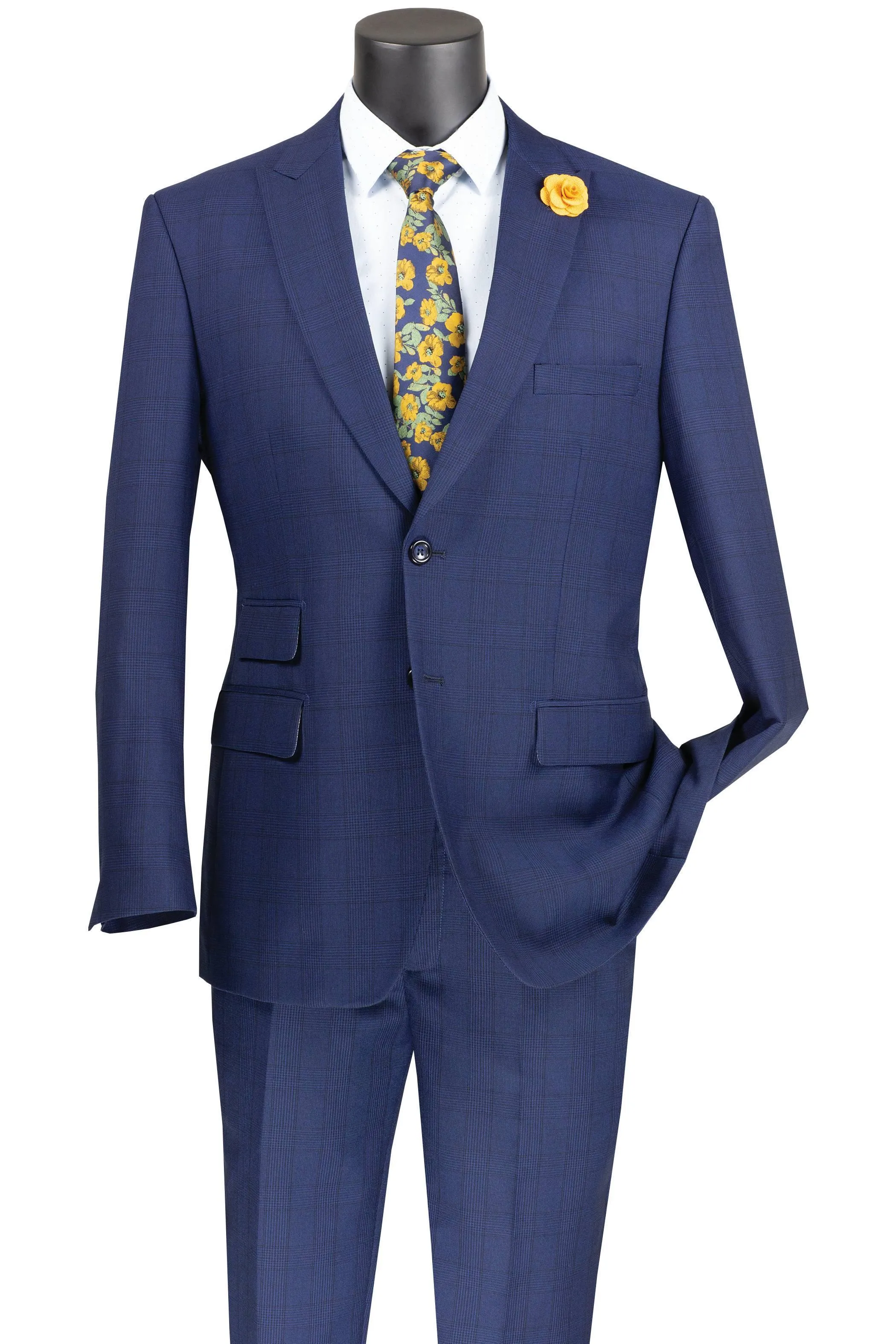 Blue Windowpane 2 Piece Modern Fit Suit