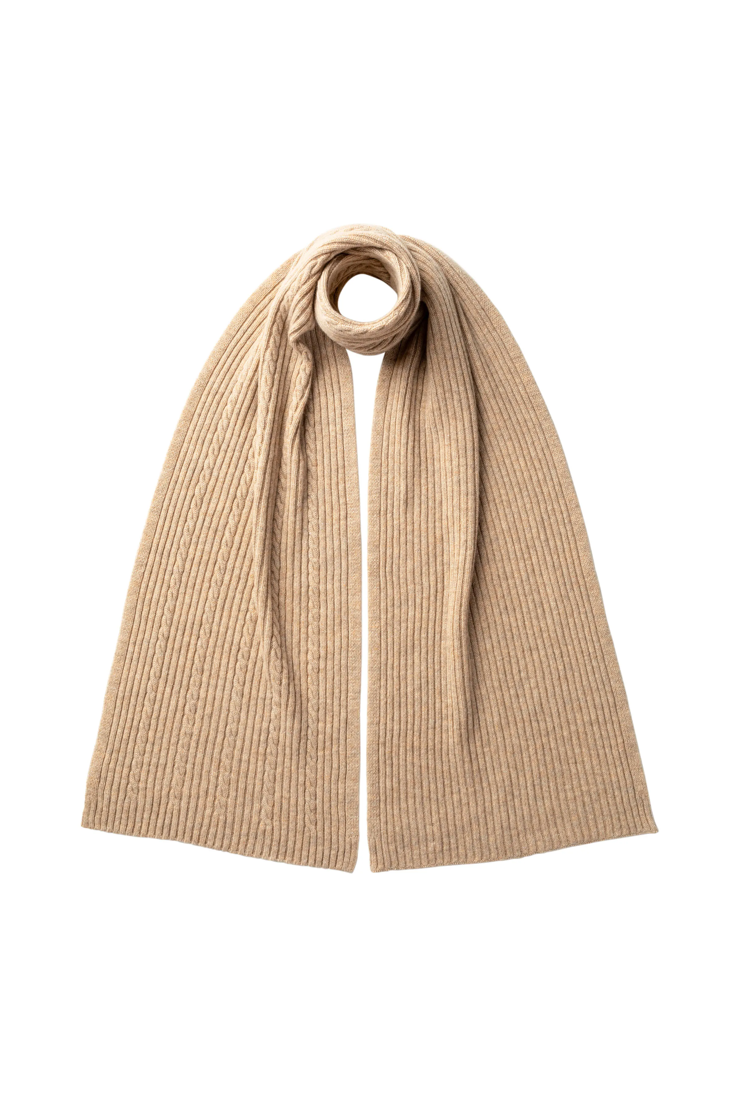 Cable & Rib Cashmere Scarf