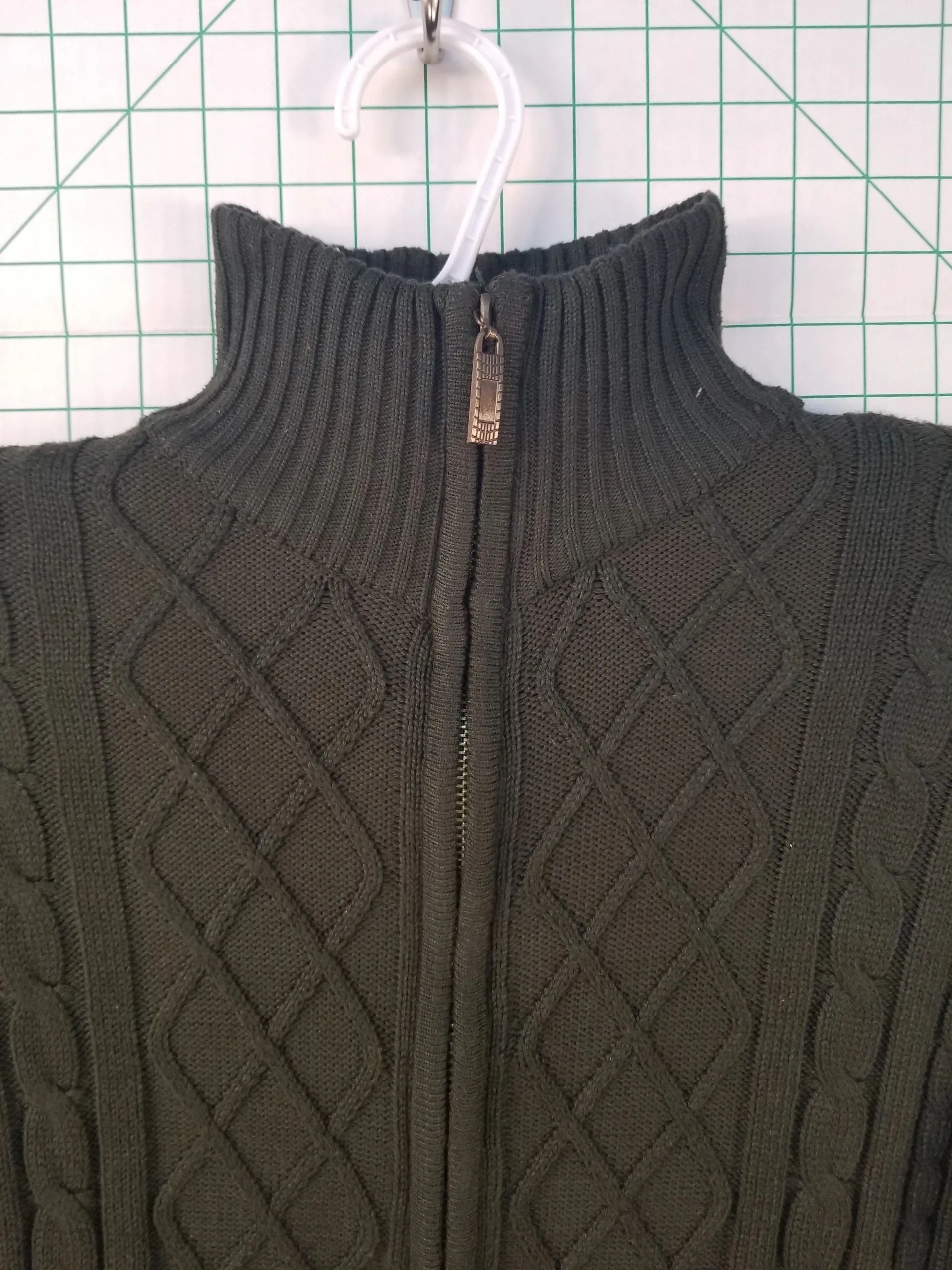 Cable Knit Pullover w/ Zip-up Turtleneck