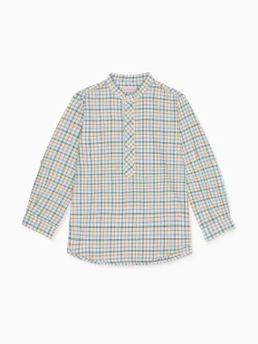 Camel Check Jazmin Long Sleeve Boy Shirt