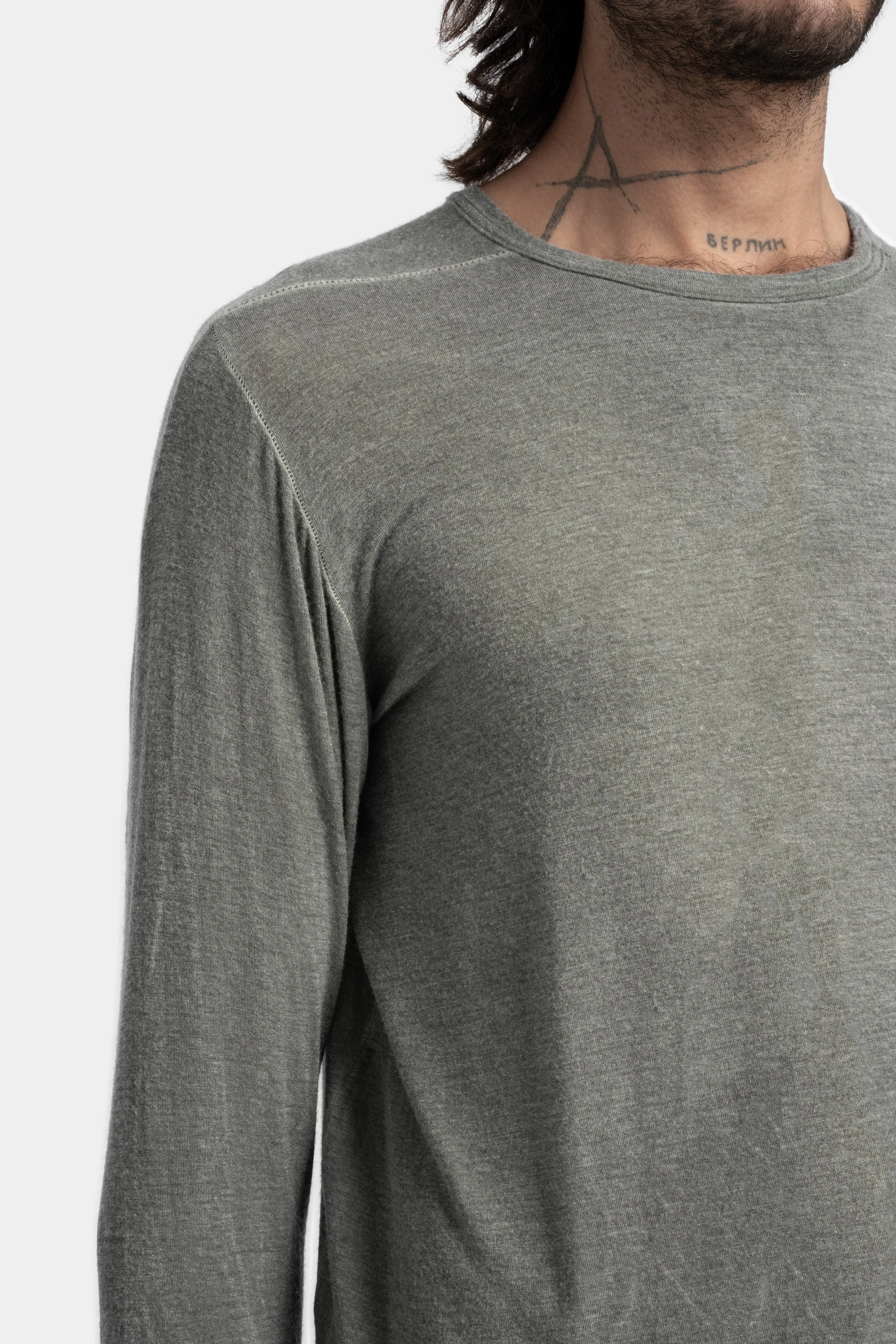 Cashmere blend long sleeve T-Shirt, Army