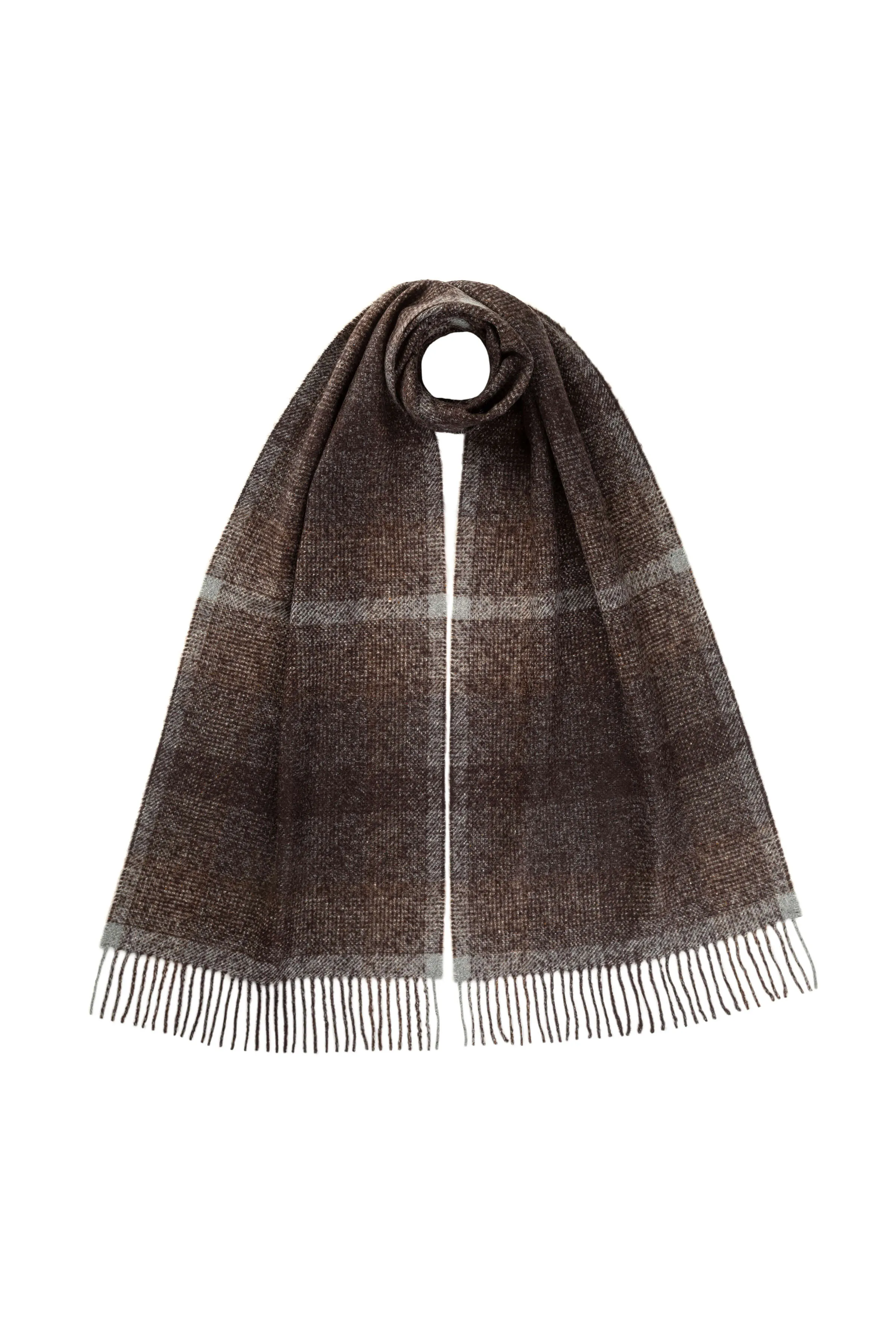 Cashmere Silk Blurred Check Scarf