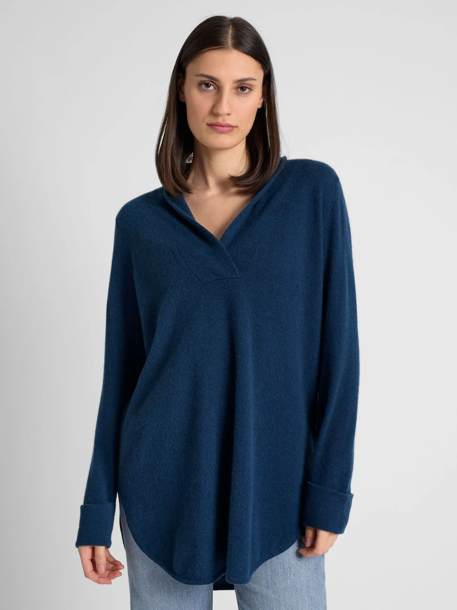 Cashmere sweater "Ida" - mountain blue