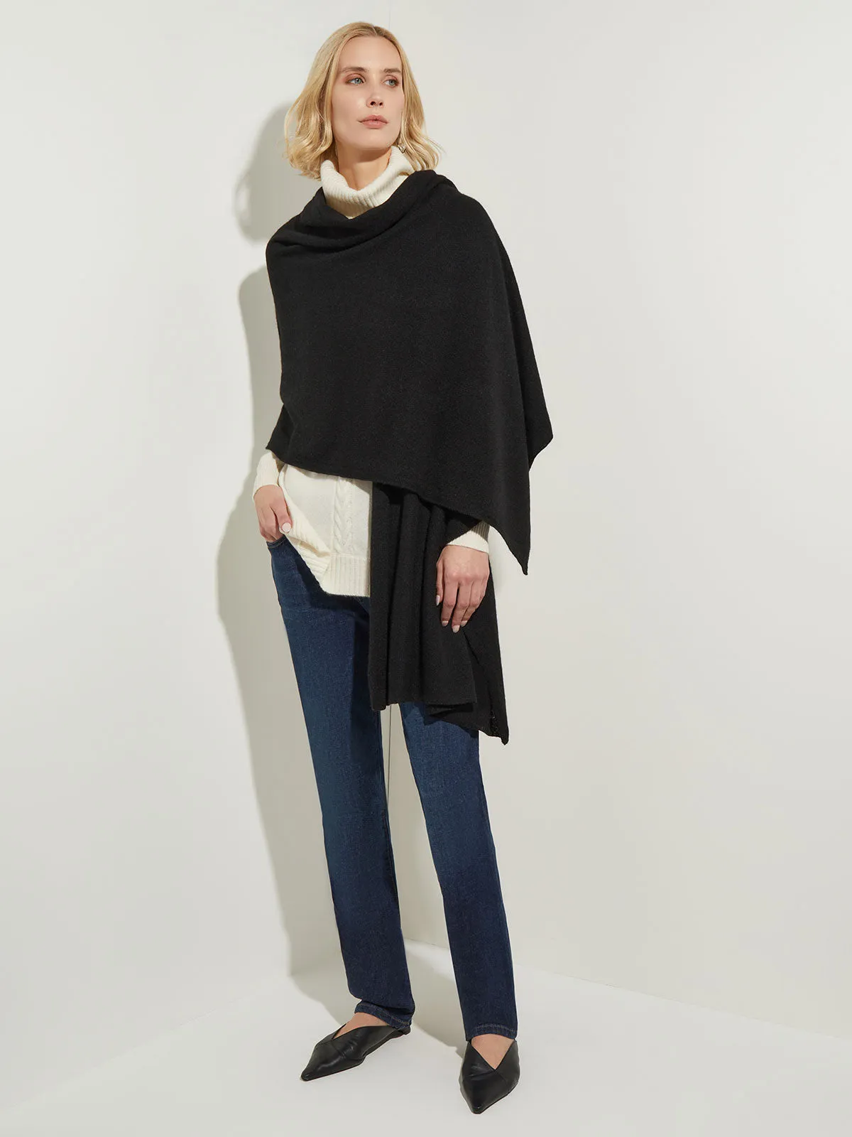 Cashmere Wrap Scarf, Black