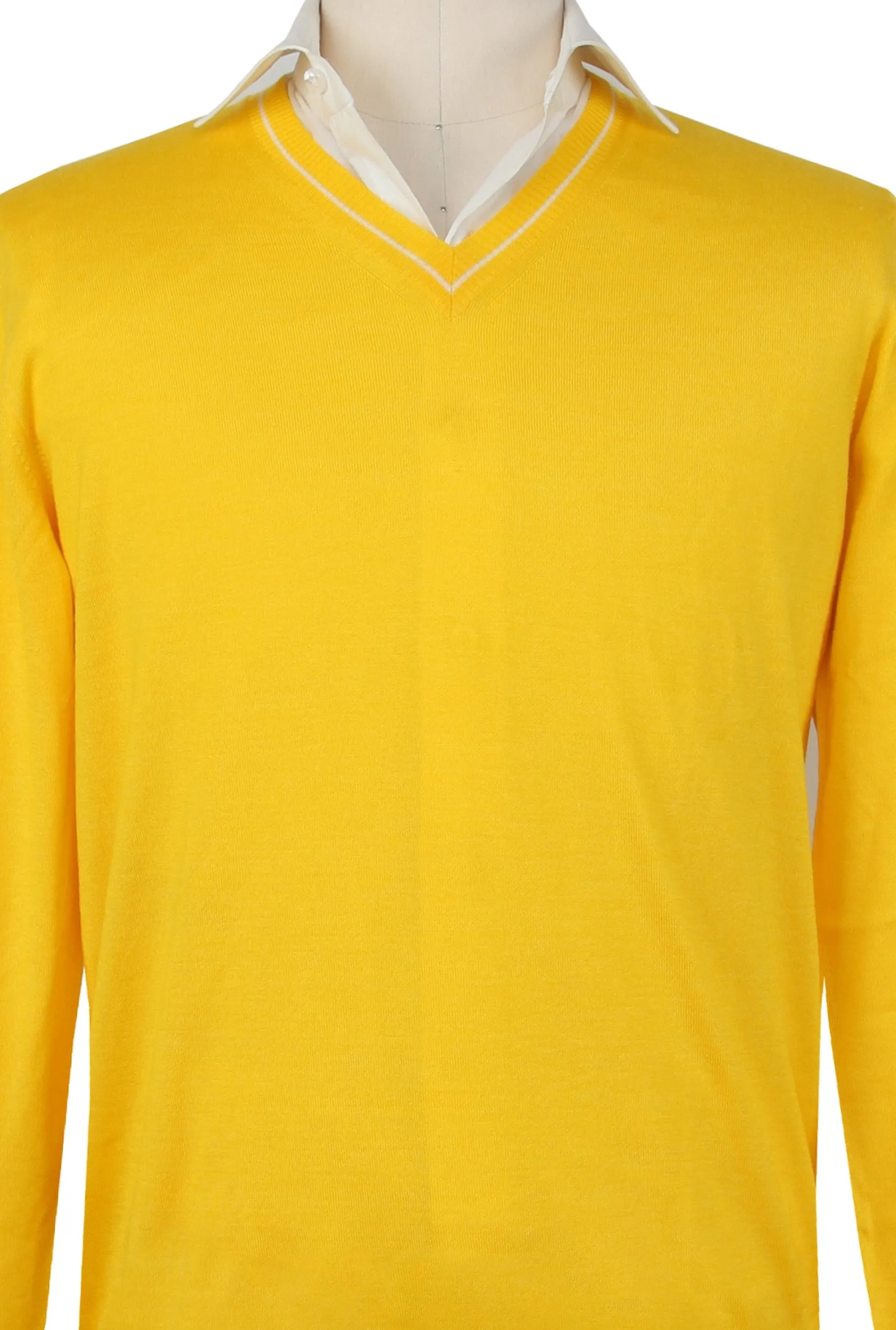 Cesare Attolini Yellow V-Neck Sweater