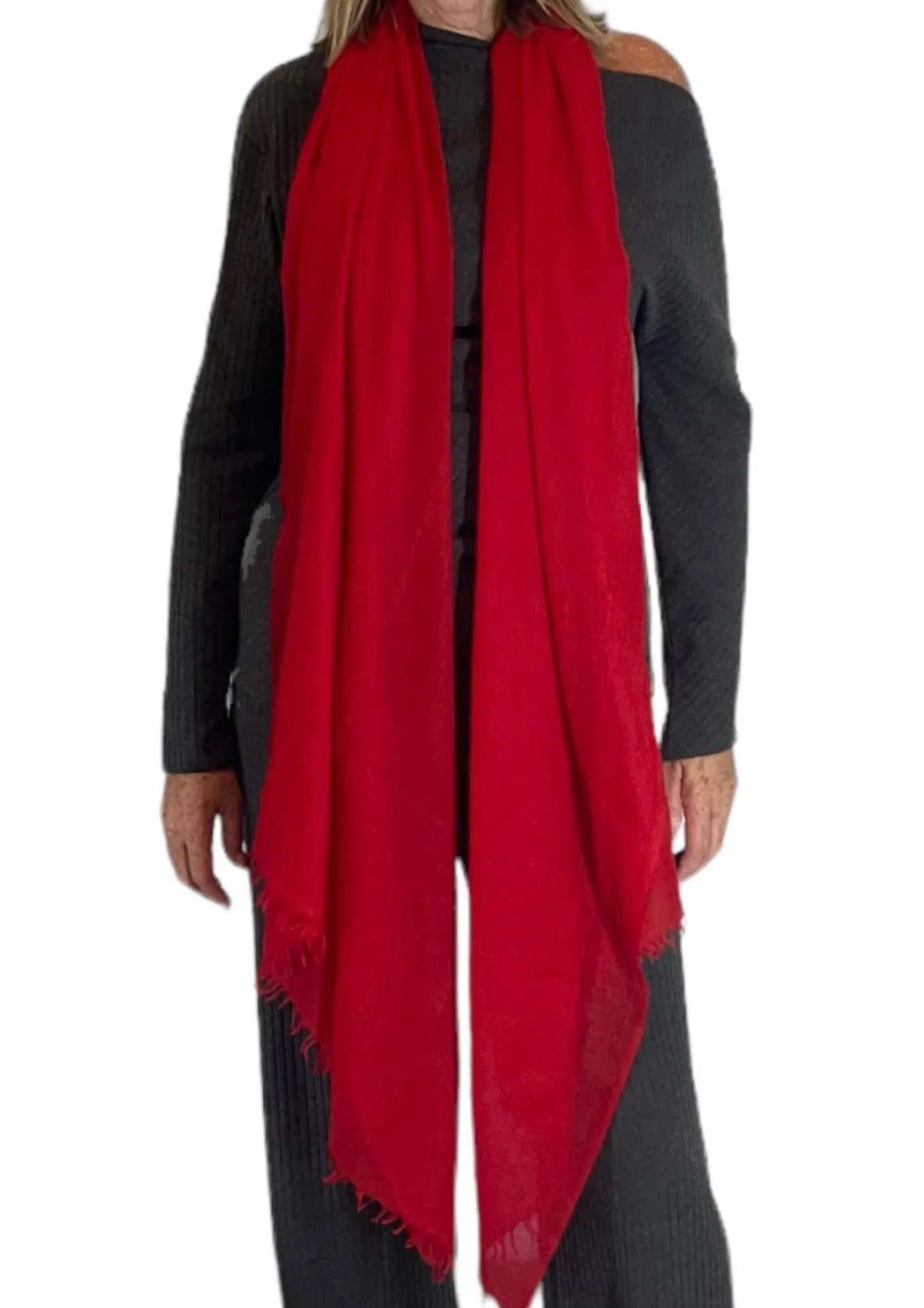 Cheery Red Cashmere Scarf