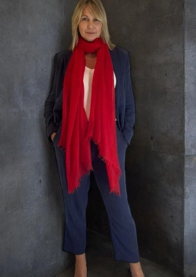 Cheery Red Cashmere Scarf