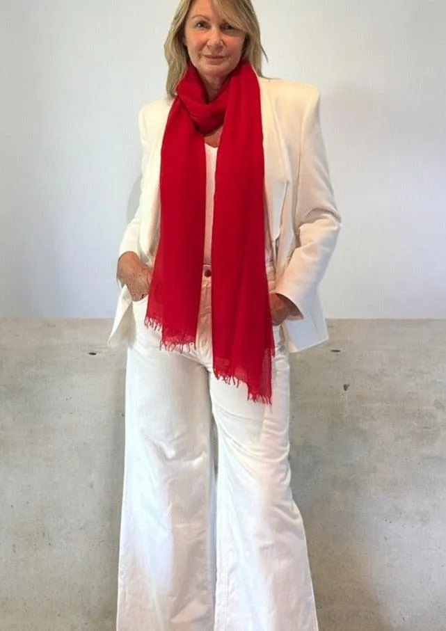 Cheery Red Cashmere Scarf