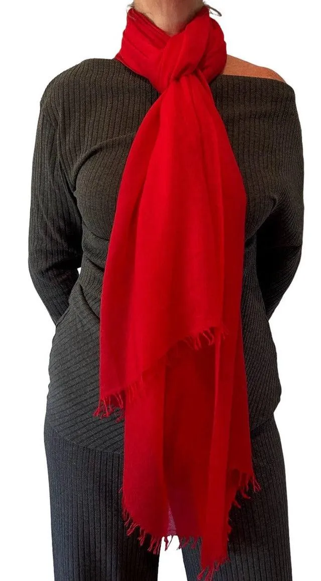 Cheery Red Cashmere Scarf