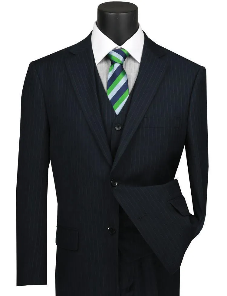 Classic Fit Tone on Tone Pinstripe Suit Color Navy