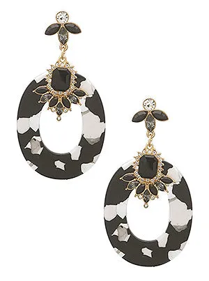 Claudia Floral Oval Statement Earrings