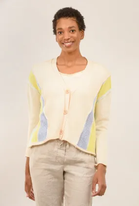 Color-Block Boxy Cardigan, Cream