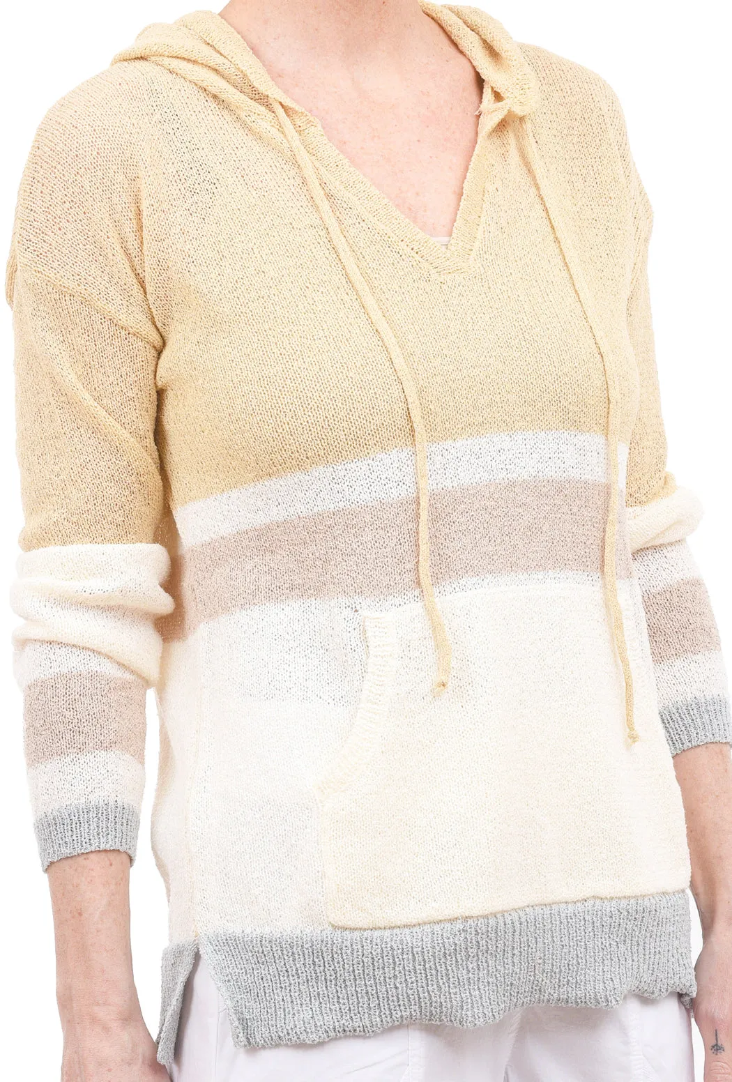 Color-Block Hoodie Sweater, Custard